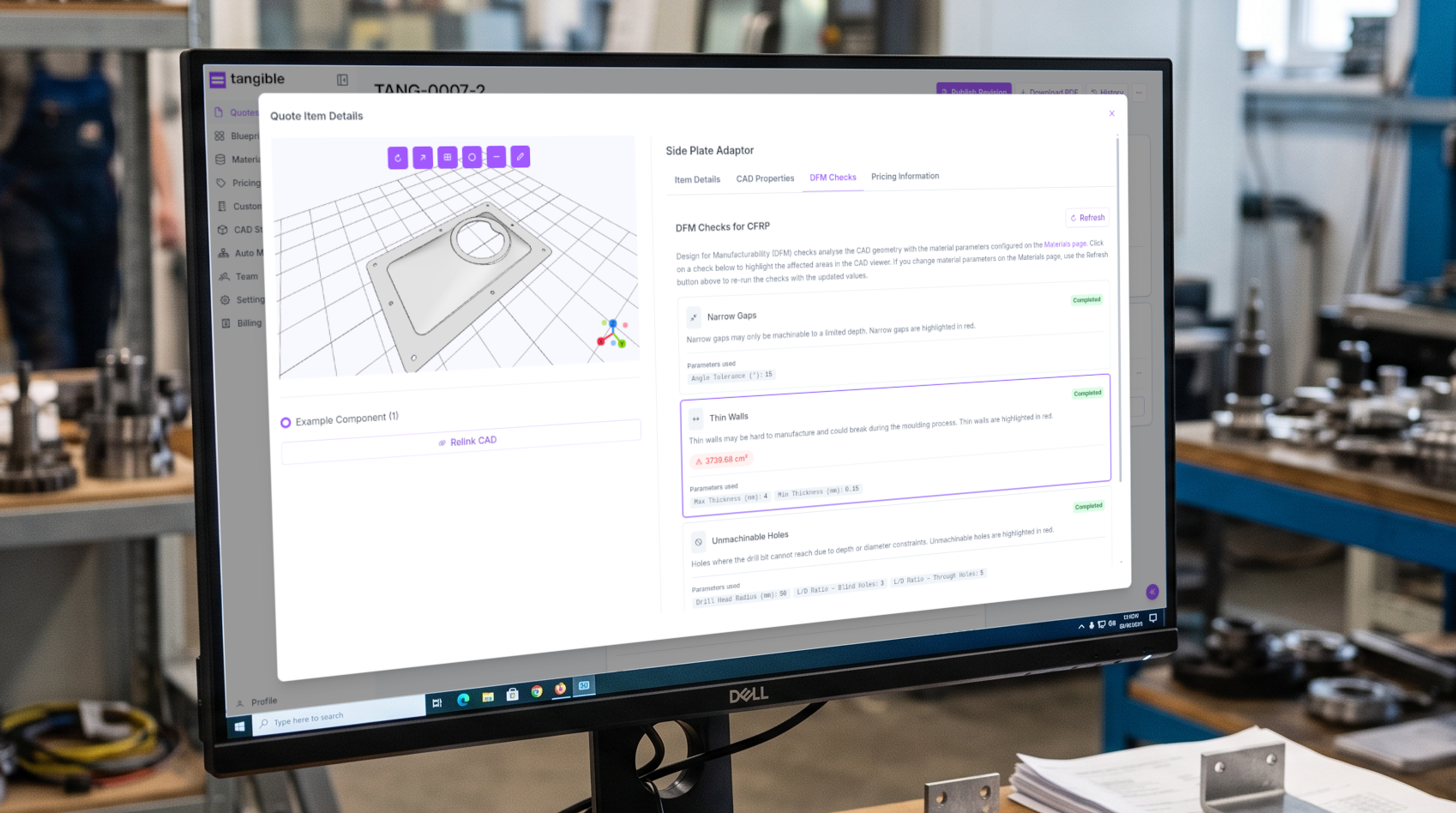 Tangible Auto Quote interface